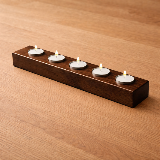 5-Cup Solid Wood Tea Light Holder