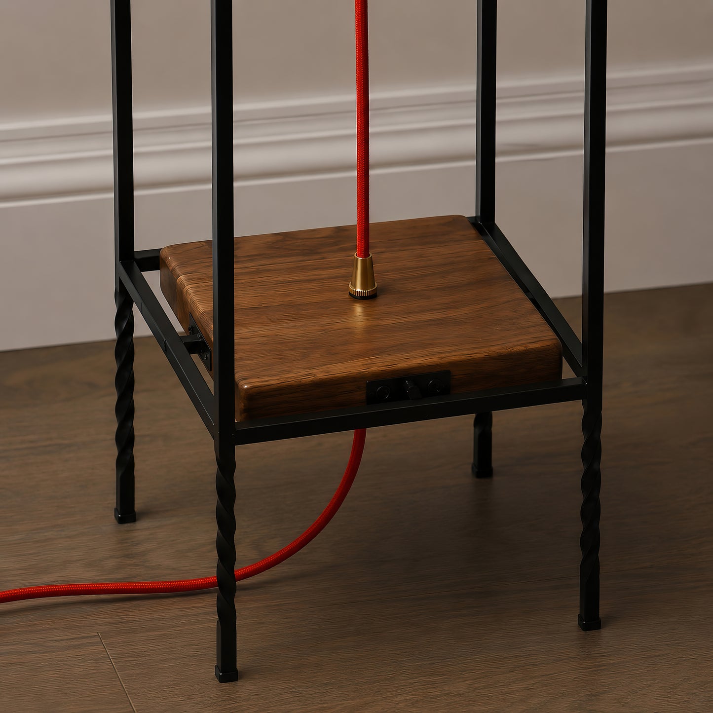 Modern Floor Lamp with Leather Shade, Unique Walnut Standing Light, Handmade Wood Lamp, Minimal Ambient Lighting
