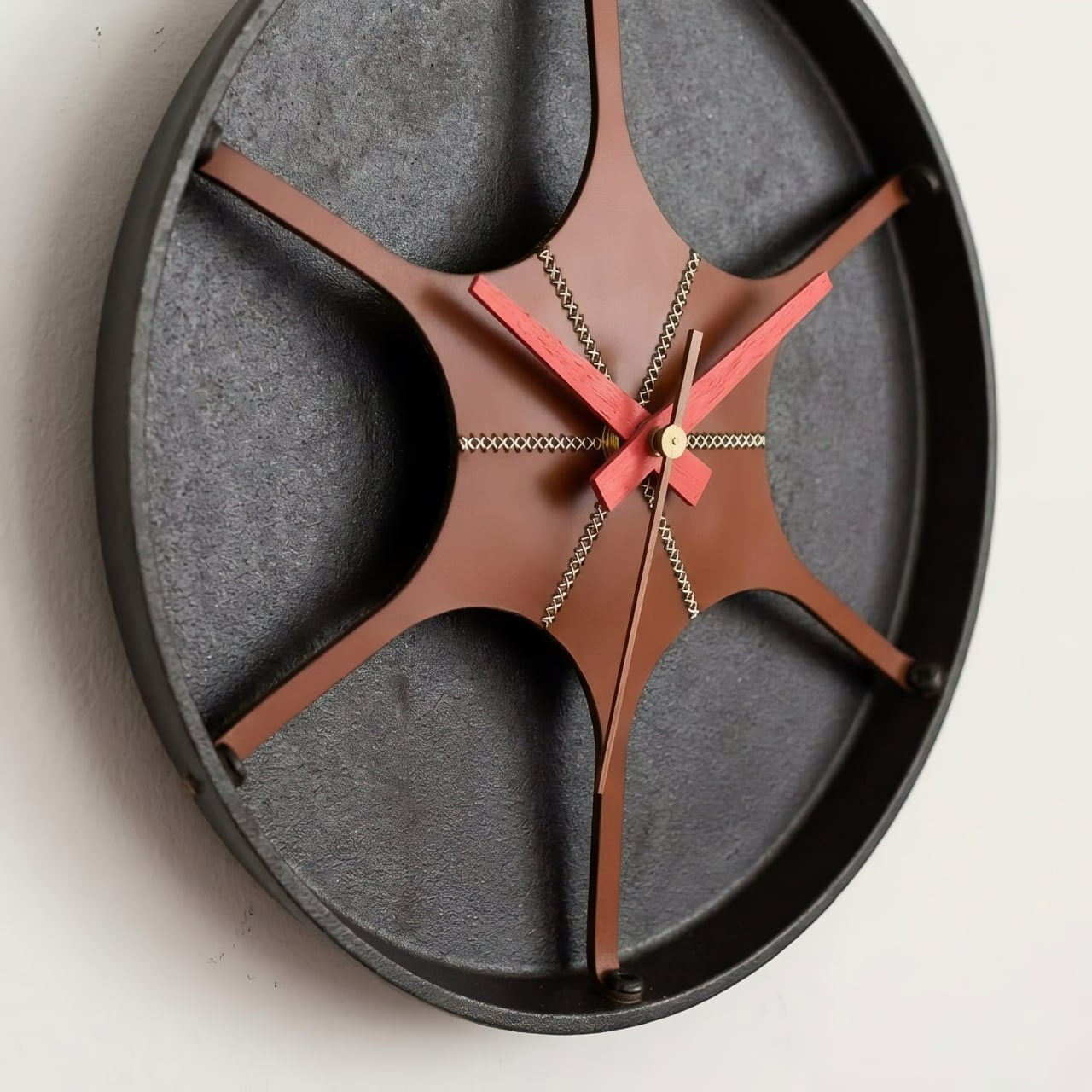 pan wall clock angled wall view