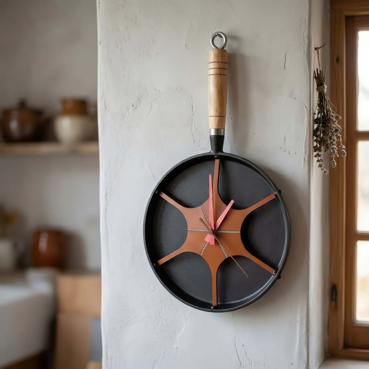 pan wall clock warm interior lifestyle scene
