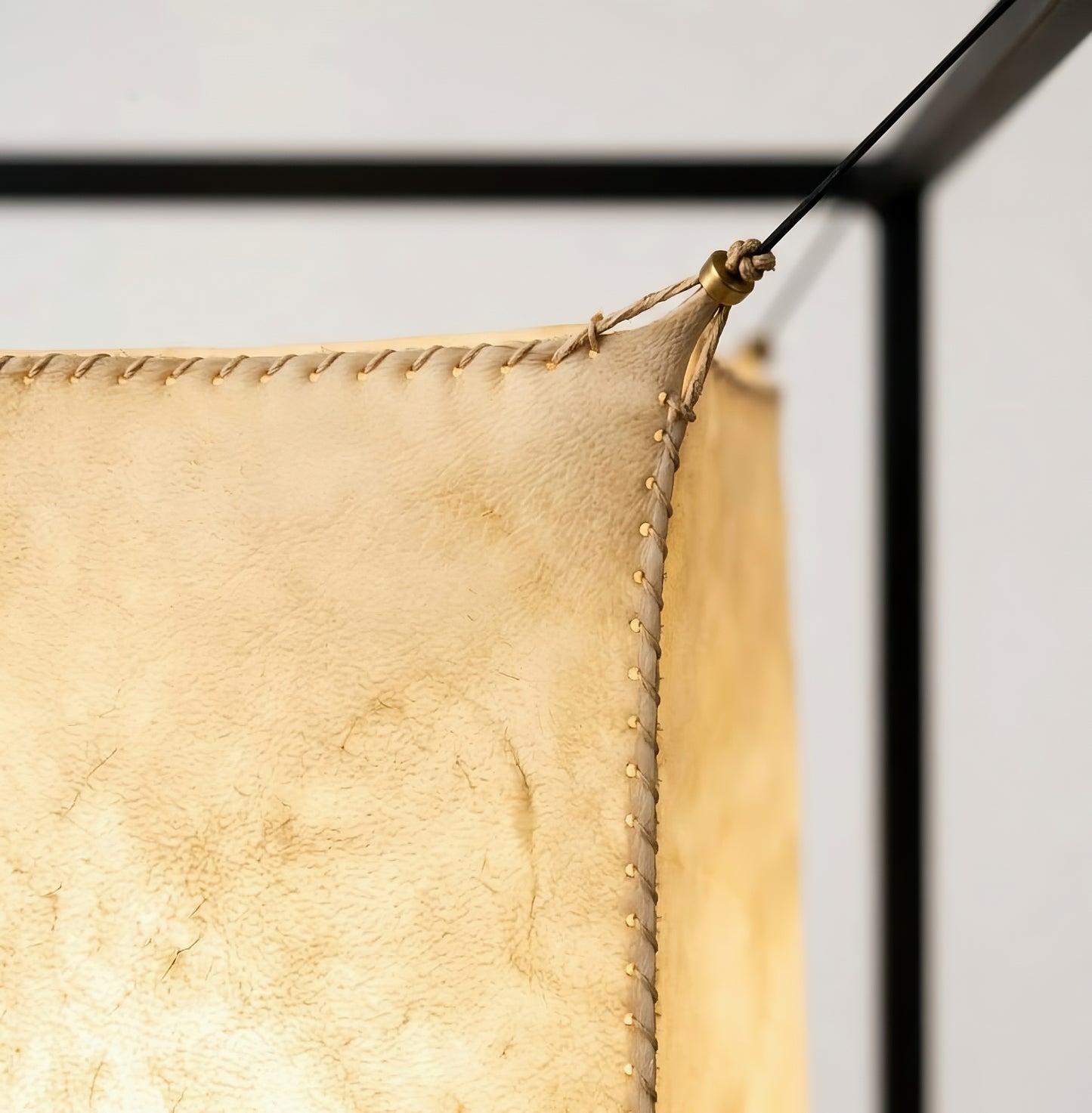 Modern Floor Lamp with Leather Shade, Unique Walnut Standing Light, Handmade Wood Lamp, Minimal Ambient Lighting