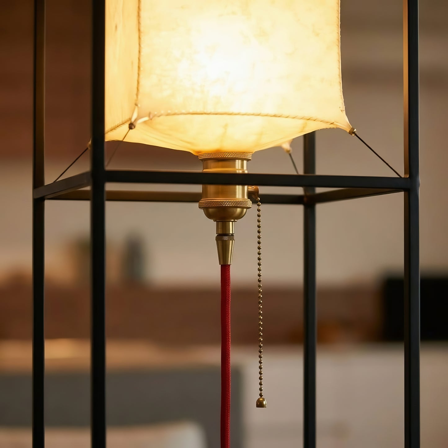 Modern Floor Lamp with Leather Shade, Unique Walnut Standing Light, Handmade Wood Lamp, Minimal Ambient Lighting